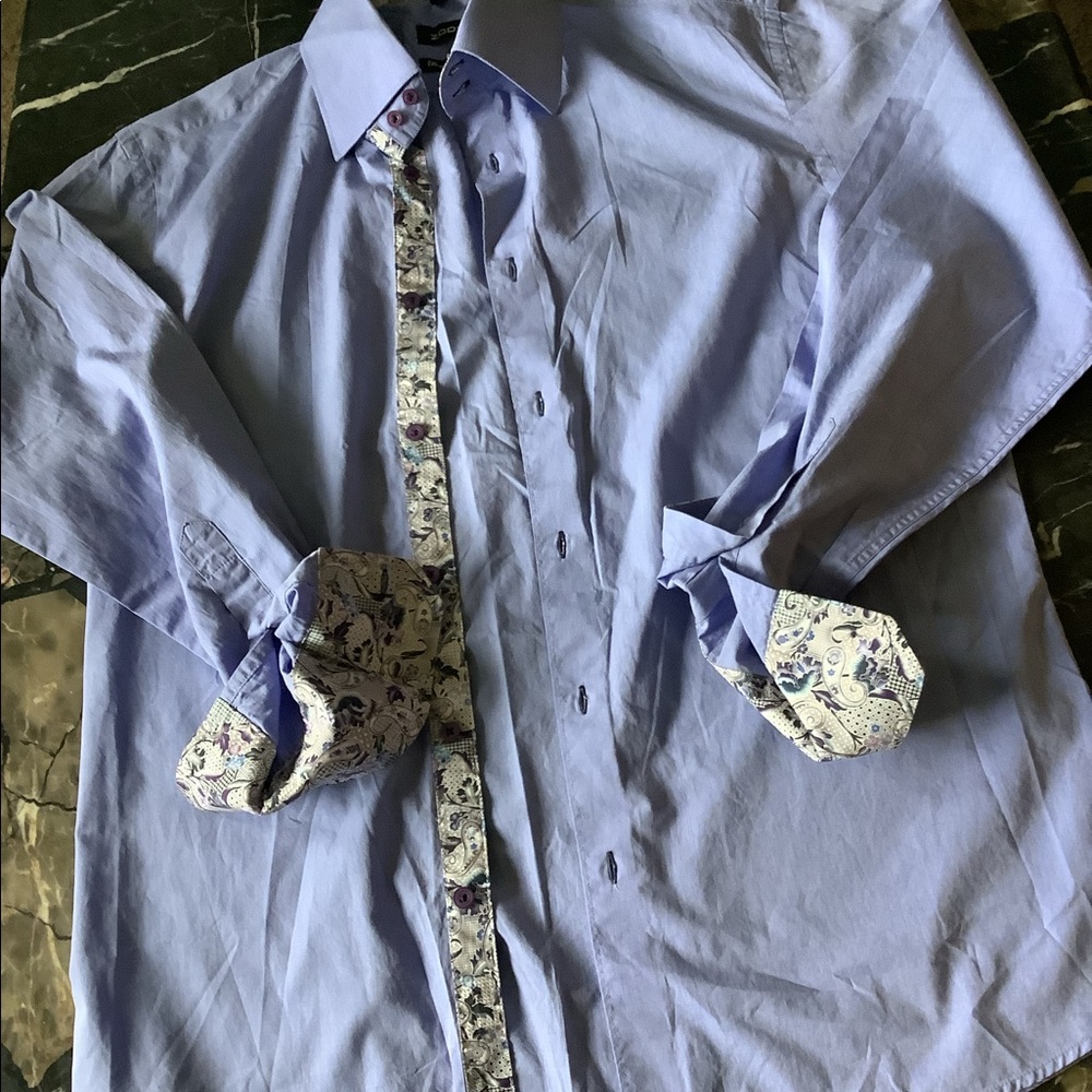 Zodiac men’s blue colorful long sleeve button down shirt size large